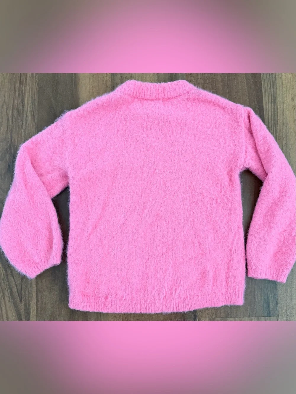 Old Navy Girls Pink Crewneck Sweater with White Bow, 5T